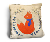 Cute Fox with Scarf Rustic Pillow
