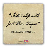 "Better Slip With Foot" Tumbled Stone Coaster