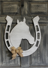 Customizable Horseshoe with Horse Door Hanger