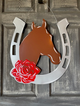 Customizable Horseshoe with Horse Door Hanger