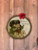 "Christmas Greetings" Log End Door Hanger