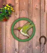 Outdoor Metal Art Green Hummingbird