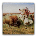 "The Great Royal Buffalo Hunt 2" Tumbled Stone Coaster