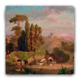 "View of Subiaco, Italy" Tumbled Stone Coaster