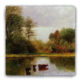 "Cows Watering in a Landscape" Tumbled Stone Coaster