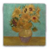 "Vase with Sunflowers" Tumbled Stone Coaster