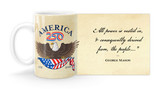 George Mason Quote “All power is vested in, and consequently derived from, the people…”   with America250 Logo Mug