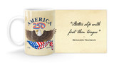 Benjamin Franklin Quote "Better slip with foot than tongue”   with America250 Logo Mug
