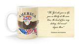 Thomas Jefferson Quote “The God who gave us life, gave us liberty at the same time; the hand of force may destroy, but cannot disjoin them”   with America250 Logo Mug