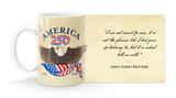 John James McCook Quote  "I am not meant for war, it is not the glorious tale I had grew up listening to, but it is indeed hell on earth." with America250 Logo Mug