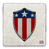 American Flag Shield Tumbled Stone Coaster