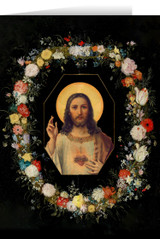 Sacred Heart Garland Greeting Cards