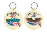 America250™ Retro Car Round Keychain