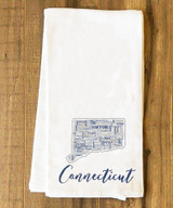 Connecticut State Cities Tea Towel