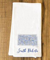 South Dakota State Cities Tea Towel