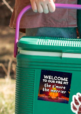 "Welcome to Our Fire Pit" Customizable Sticker