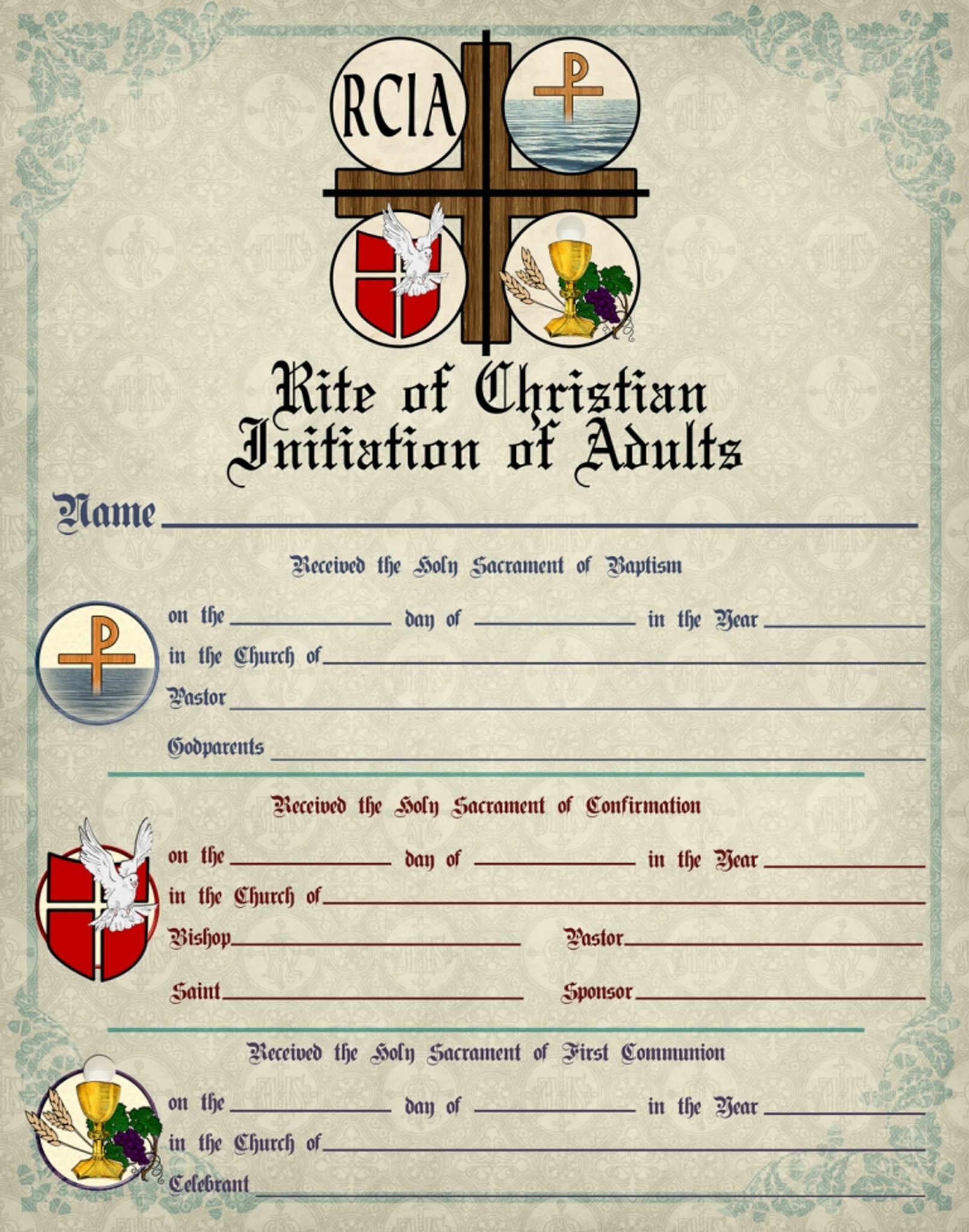 RCIA Sacrament Certificate of Initiation Unframed - Nelson Gifts Wholesale rcia-sacrament-certificate-of-initiation-unframed-nelson-gifts-wholesale