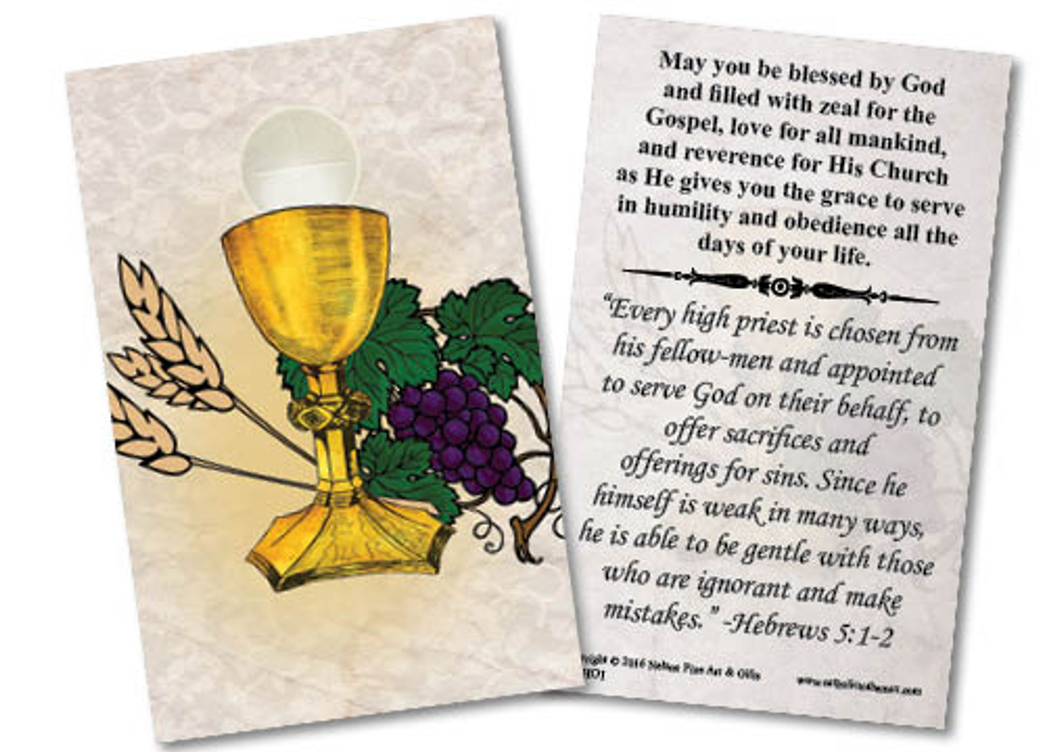 Chalice and Host Ordination Holy Card - Nelson Gifts Wholesale
