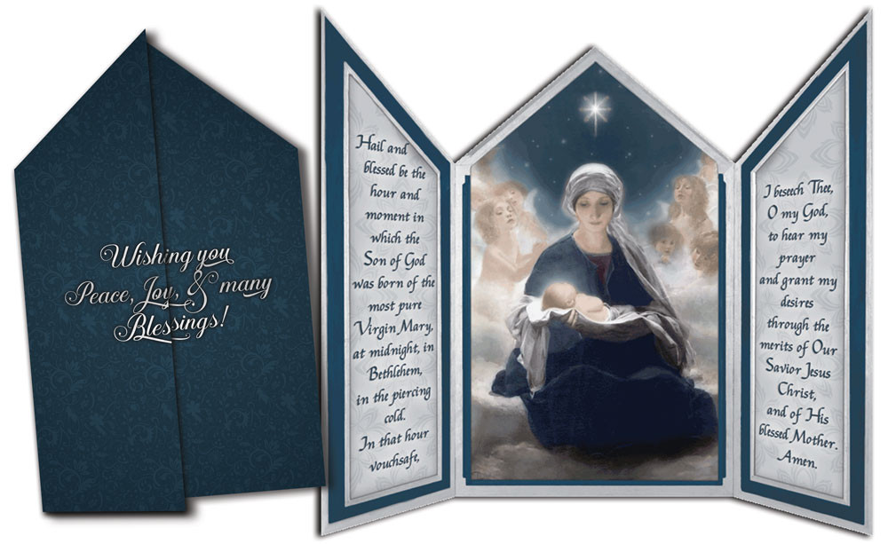 Star of Bethlehem Tri-fold Triptych Christmas Cards with St. Andrew Novena  Prayer