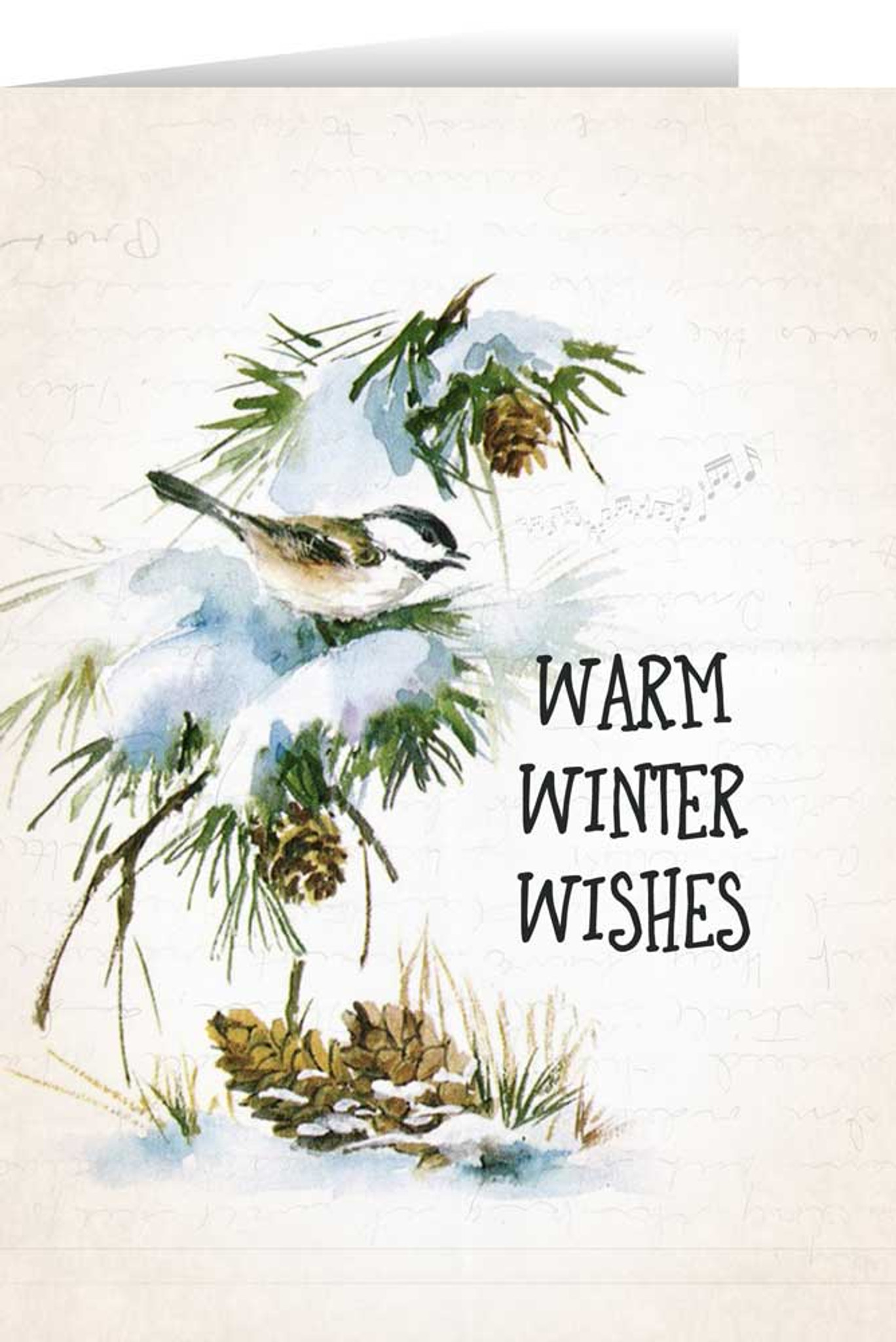 Warm Winter Wishes With Vintage Bird In Snow Christmas Card Box