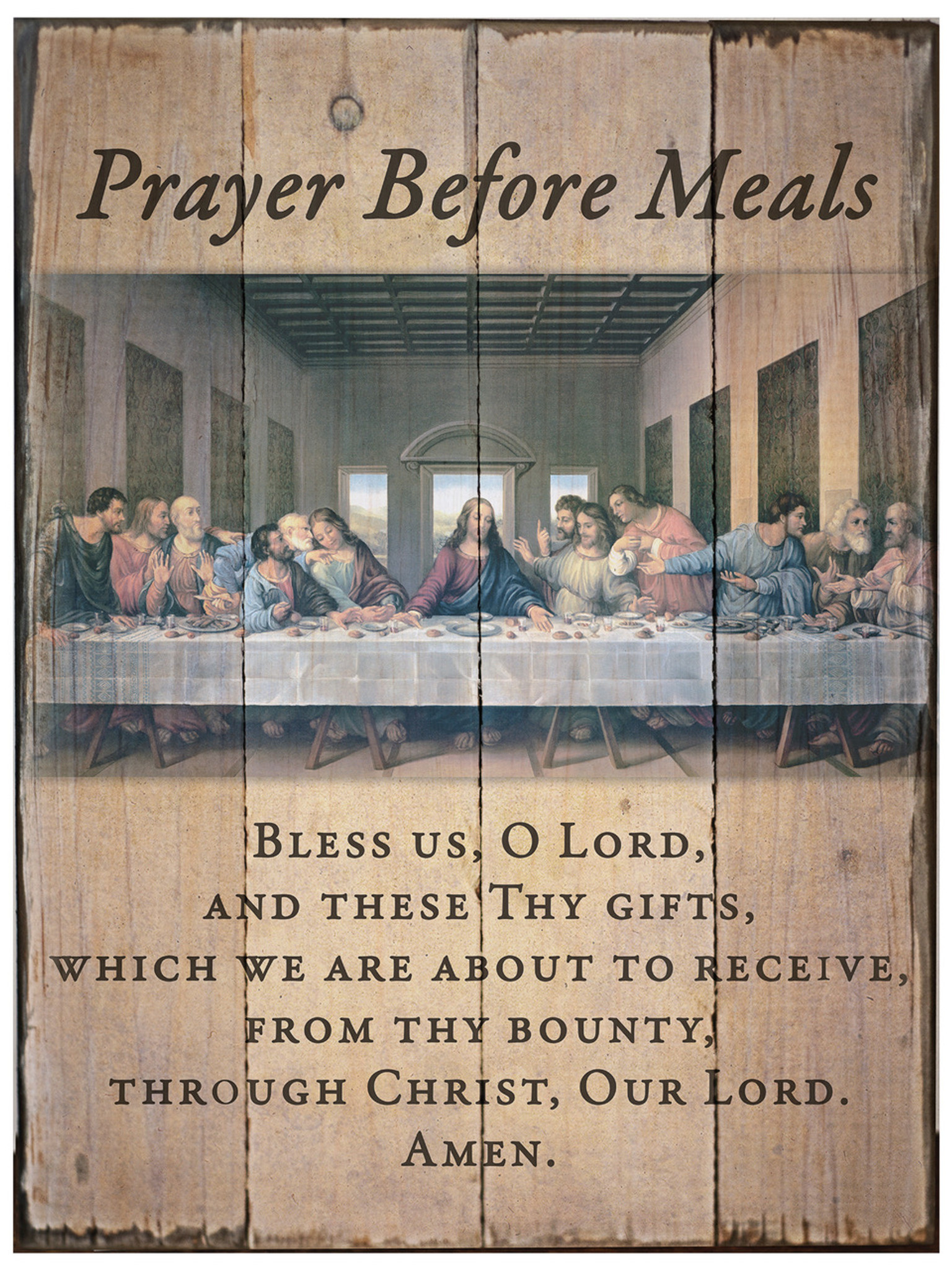 Last Supper Prayer Before Meals Rustic Wood Plaque - Nelson Gifts