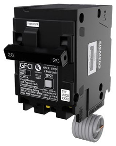Siemens Q220GF 20 Amp 2 Pole GFCI Circuit Breaker Siemens Q220GF 20 Amp 2 Pole GFCI Circuit Breaker