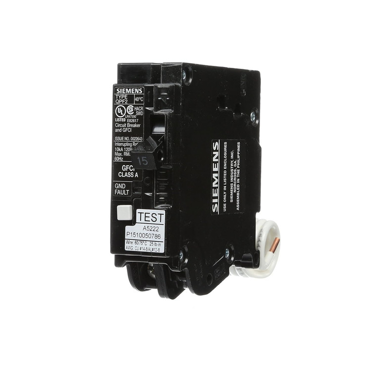 Siemens QF115A 15 Amp 1 Pole GFCI Circuit Breaker
