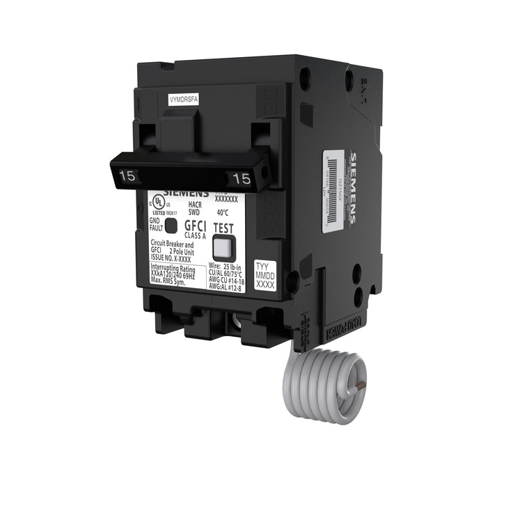 Siemens Q215GF 15 Amp 2 Pole GFCI Circuit Breaker