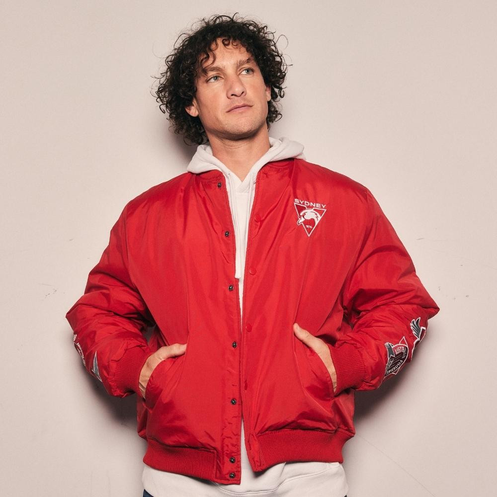 Sydney Swans Mens Graphic Patch Bomber Jacket