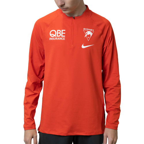 Sydney Swans 2025 Nike Training 1/4 Zip Top Chile Red