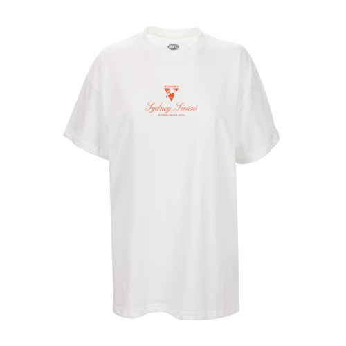 Sydney Swans S25 Womens O/S Crest Tee White