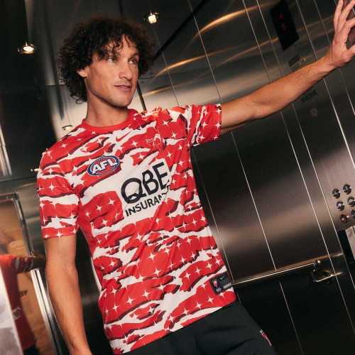 Sydney Swans 2025 Nike Mens Pre Match Top