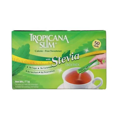 Tropicana Slim Calorie free Sweetener With Stevia 50 Sticks 75g