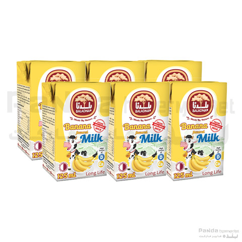 Baladna Long Life Banana Flavoured Milk 125ml X 6Pcs