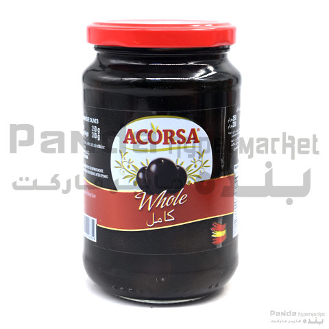 Acorsa Olives Black Plain Jar 350gm