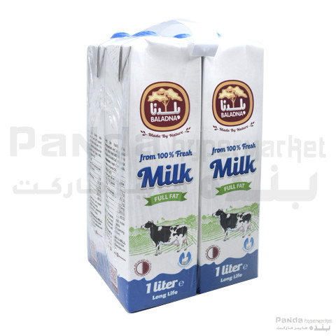 Baladna Full Fat Milk Long Life 1ltr X 4