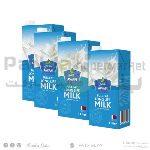 Awafi Milk Full Fat 1Ltr X 4Pcs