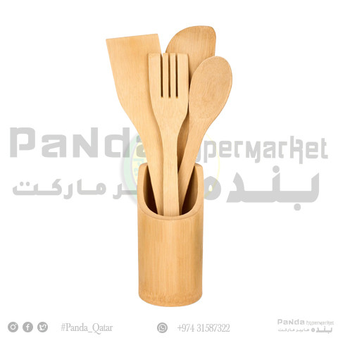Wooden Spoon 4 Pcs with Holder