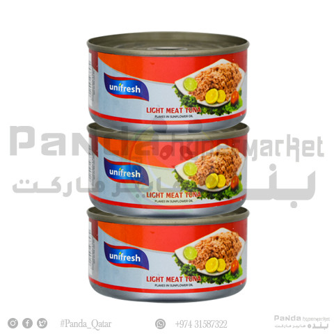 UniFresh Light Meat Tuna Flakes In SunFlower Oil 185GMX3
