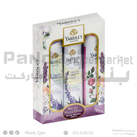 Yardley Body Spray Asstd Women 150ml 2+1