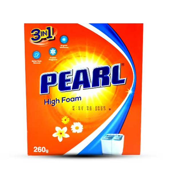 Pearl 3 In 1 High Foam Detergent Powder Pack 260gm