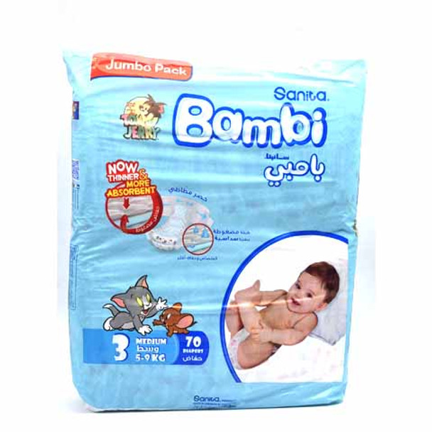 Bambi Medium Jumbo 70 Baby Diapers