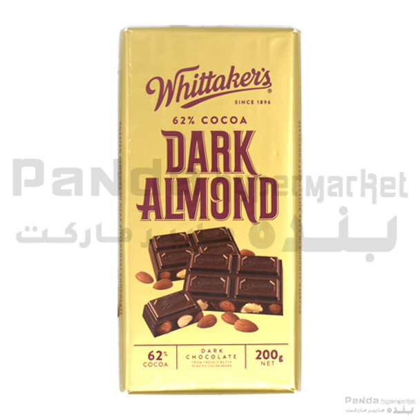 Whittakers - Chocolate 62% Dark With Almond 200G