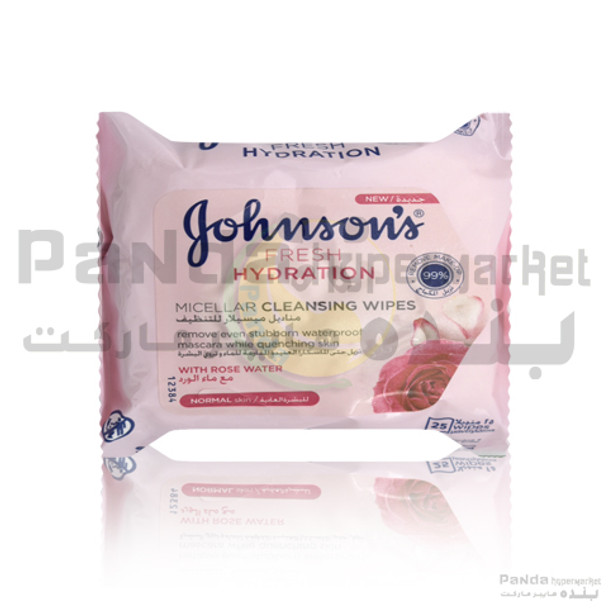 Johnsons RoseWater Micellar CleansingWipes 25s Normal Skin