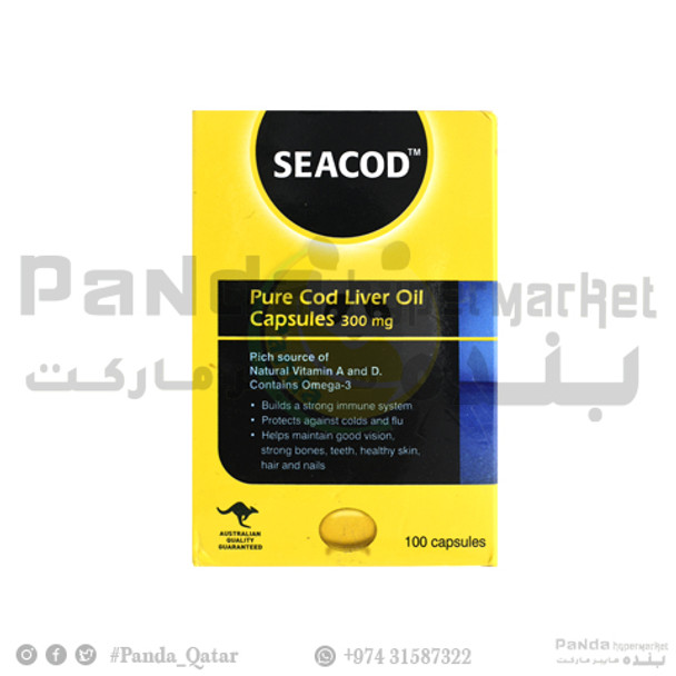 Seacod Pure Cod Liver Oil 100-Caps 300Mg