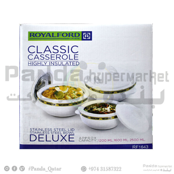 Royalford Classic Casserole 3pcs Set RF1643