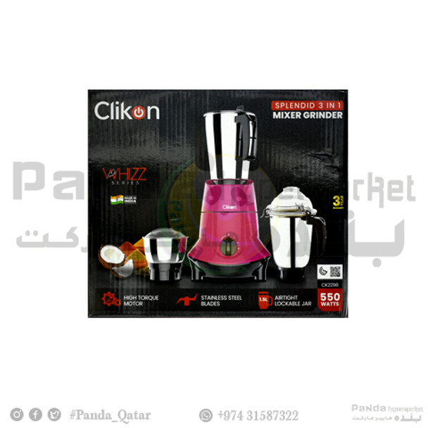 Clikon Splendid Mixer Grinder-550W 3 In 1- CK2296