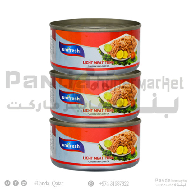 UniFresh Light Meat Tuna Flakes In SunFlower Oil 185GMX3