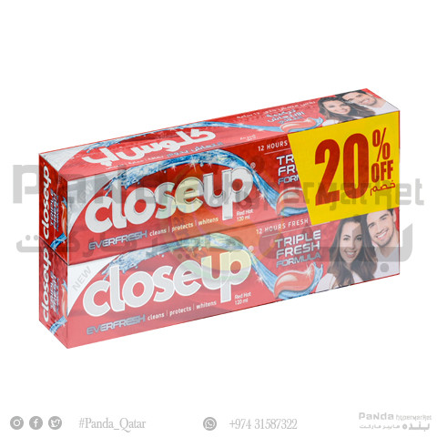 Closeup Tooth Paste 120MlX2 Red Hot