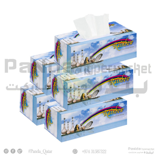 Rainbow Facial Tissue 200 SheetsX5Pcs